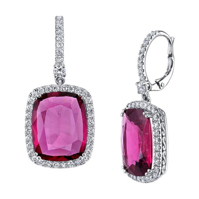 Emerson Fine Jewelry 18K White Gold Cushion Cut Pink Tourmaline Earrings Earrings