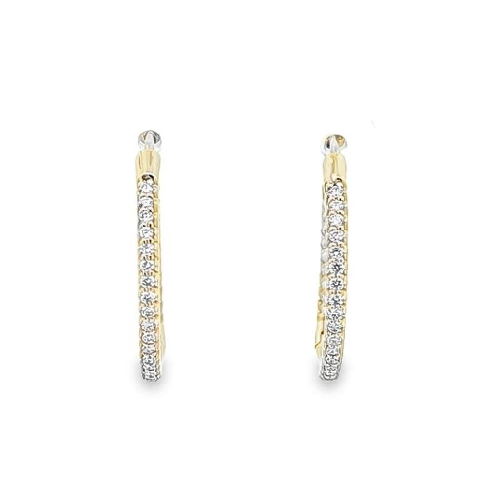 18K Yellow Gold Roberto Coin Perfect Diamond Hoop Small Pave Earrings