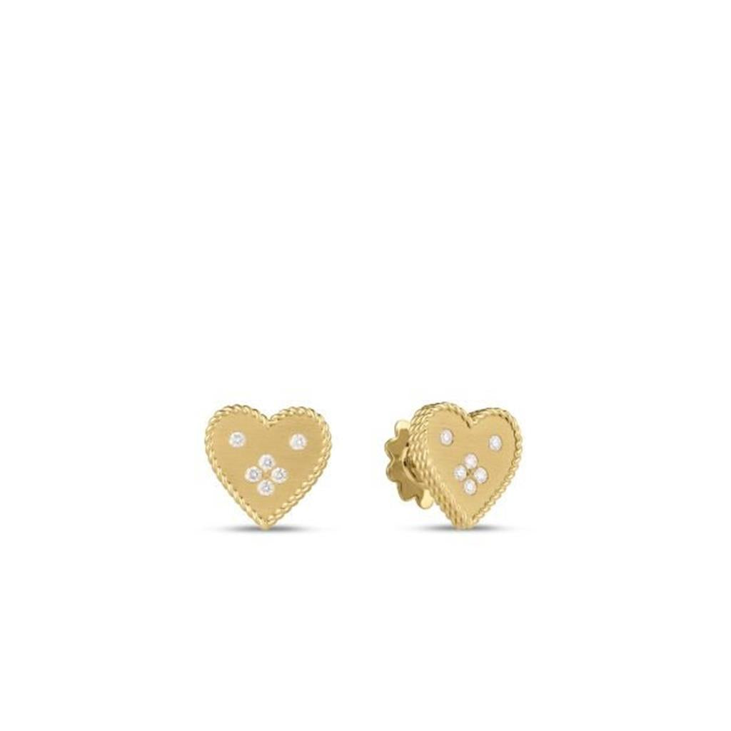 Roberto Coin 18K Yellow Gold Roberto Coin Venetian Princess Diamond Heart Earrings Earrings