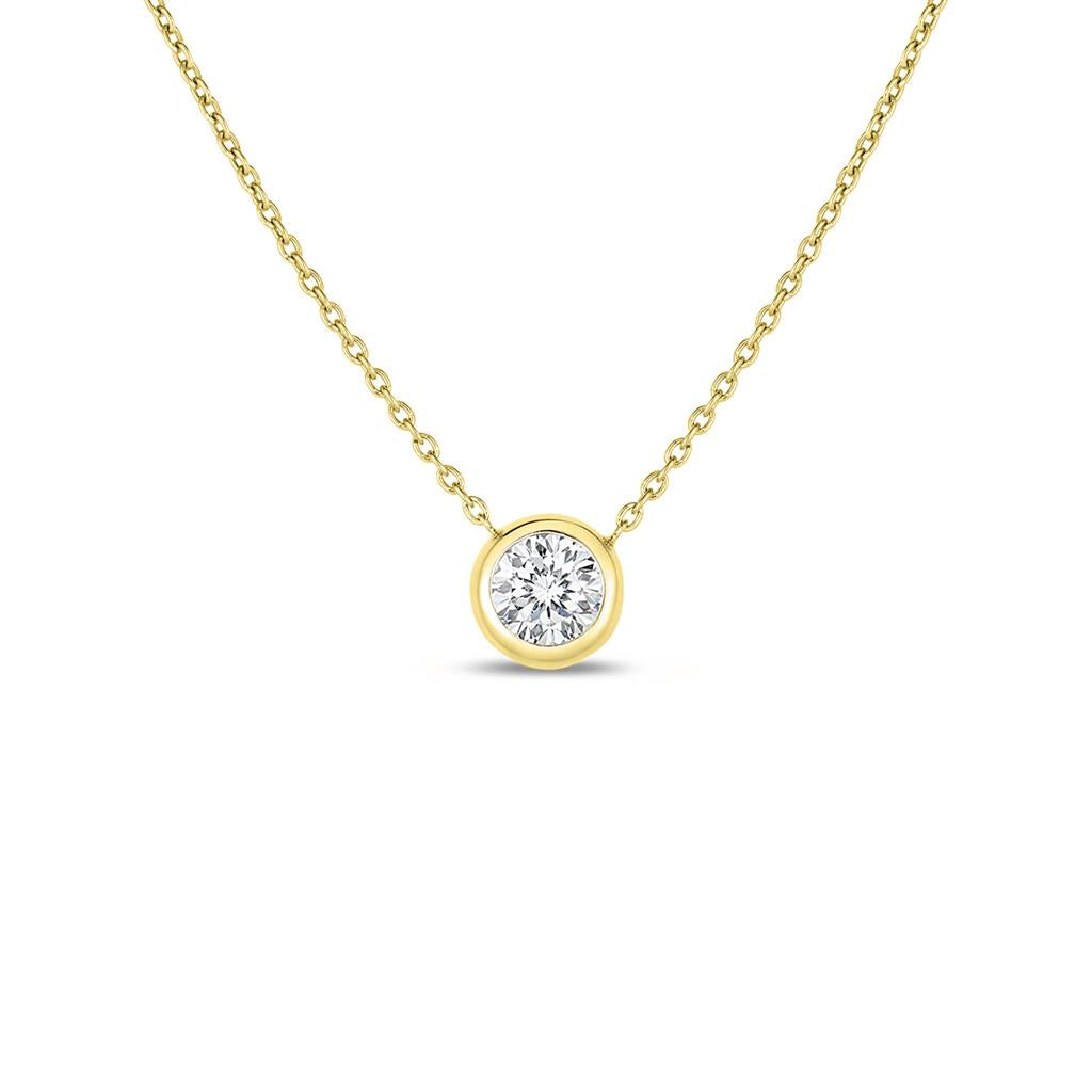 18K Yellow Gold Roberto Coin Diamond Bezel Necklace