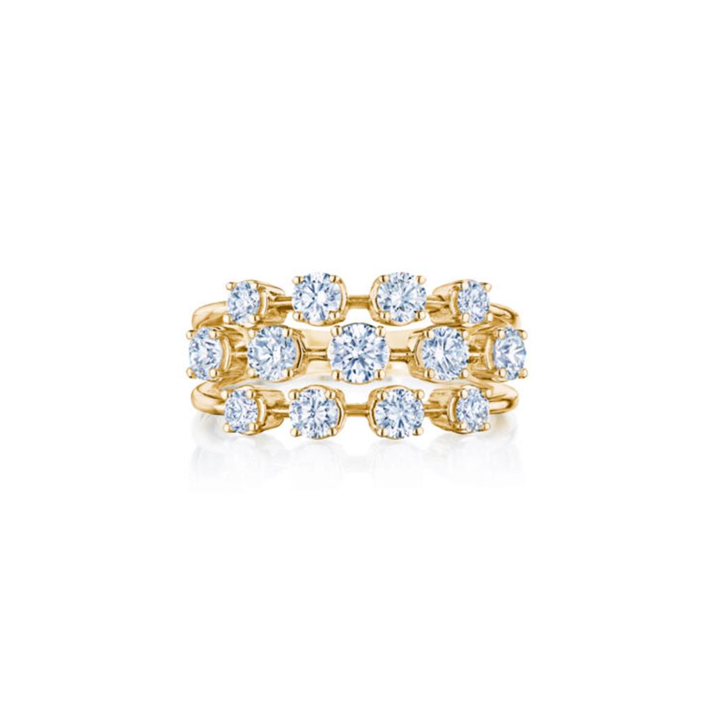 Kwiat 18K Yellow Gold Kwiat Starry Night Three Row Diamond Ring Rings - Women's