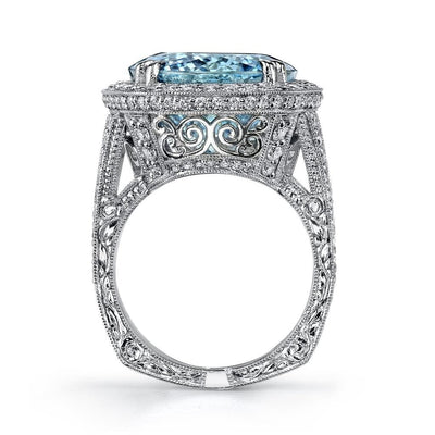 Emerson Fine Jewelry Platinum Oval Cut Aquamarine & Diamond Engagement Ring Engagement Rings