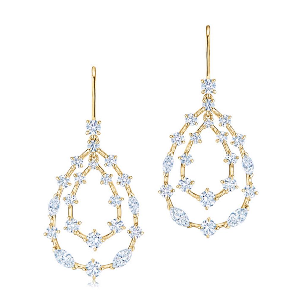 18K Yellow Gold Kwiat Starry Night Double Teardrop Earrings with Diamonds