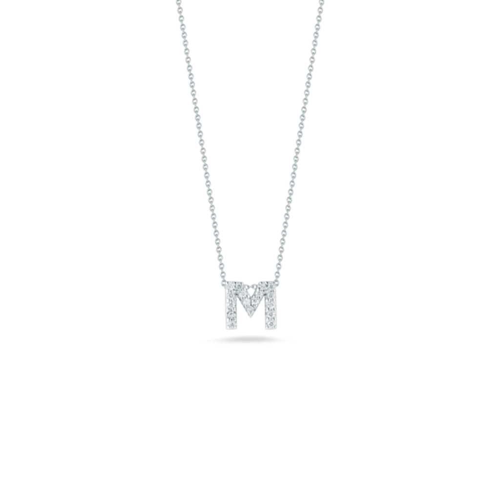 Roberto Coin 18K White Gold Roberto Coin Letter "M" Pendant with Diamonds Pendants