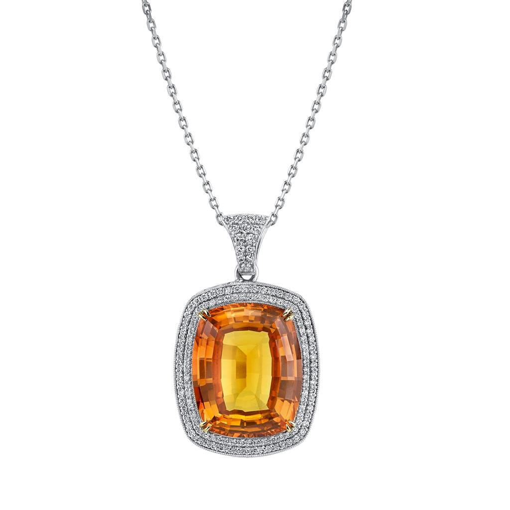 Emerson Fine Jewelry Platinum Precious Topaz & Diamond Pendant Pendants