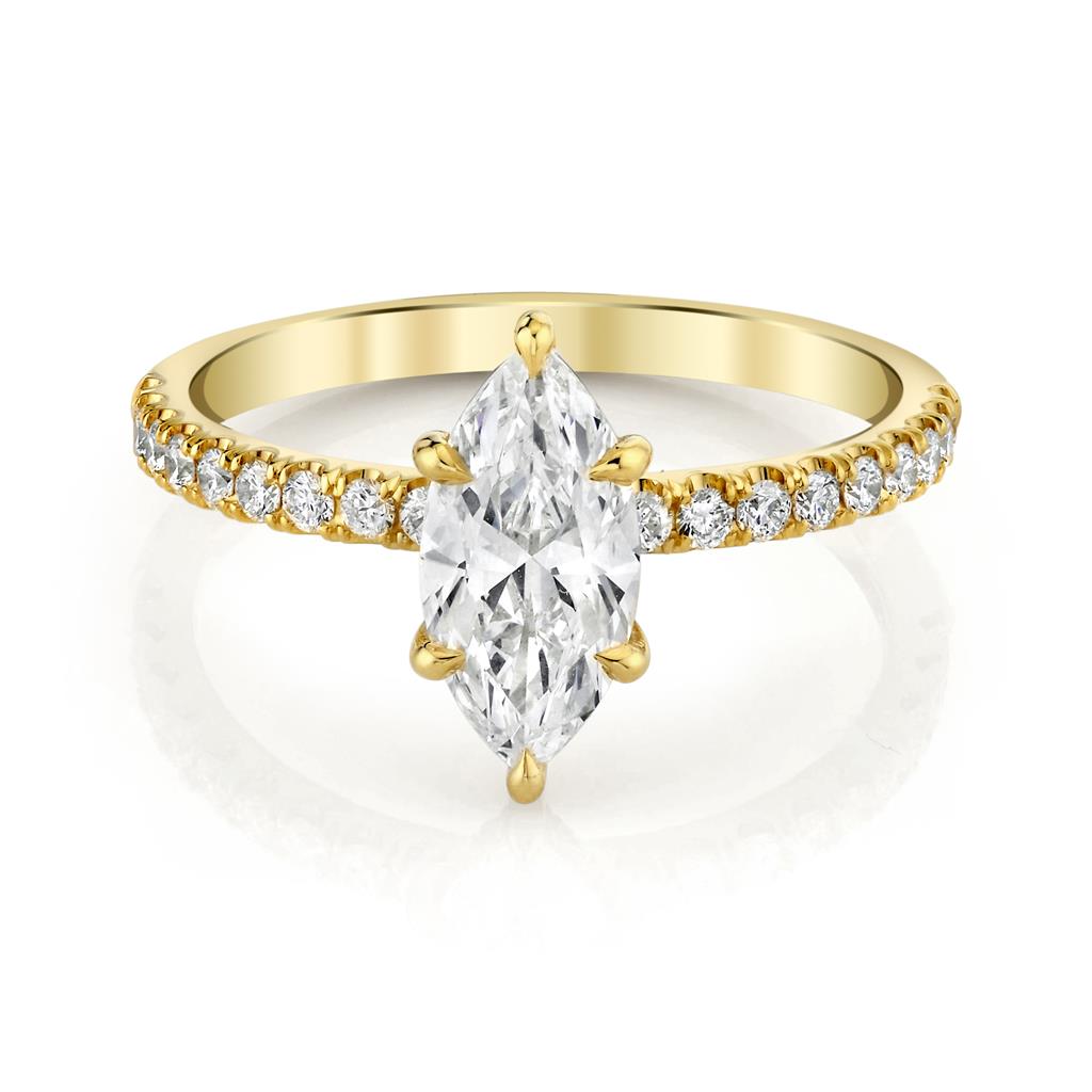 18K Yellow Gold Everly Marquise Hidden Halo Diamond Engagement Ring