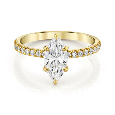 18K Yellow Gold Everly Marquise Hidden Halo Diamond Engagement Ring