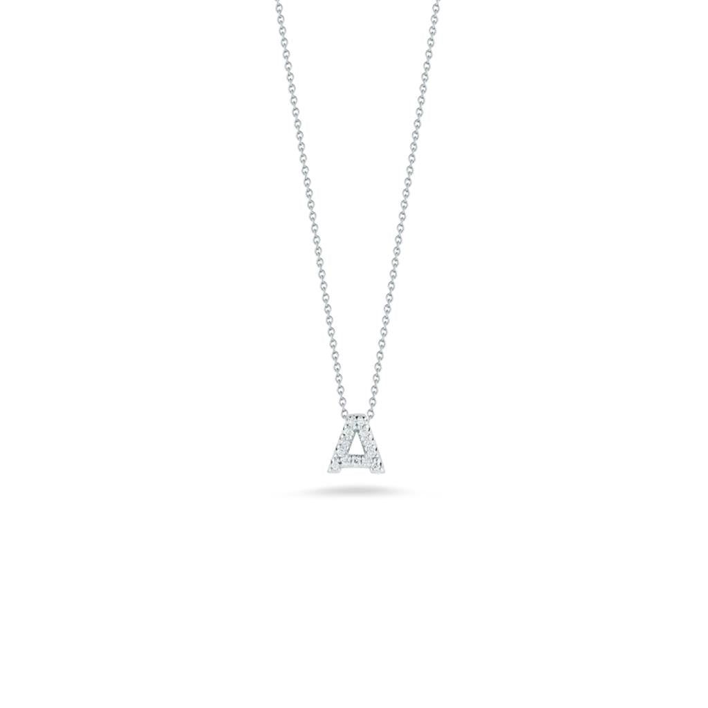 Roberto Coin 18K White Gold Roberto Coin Letter "A" with Diamonds Necklaces