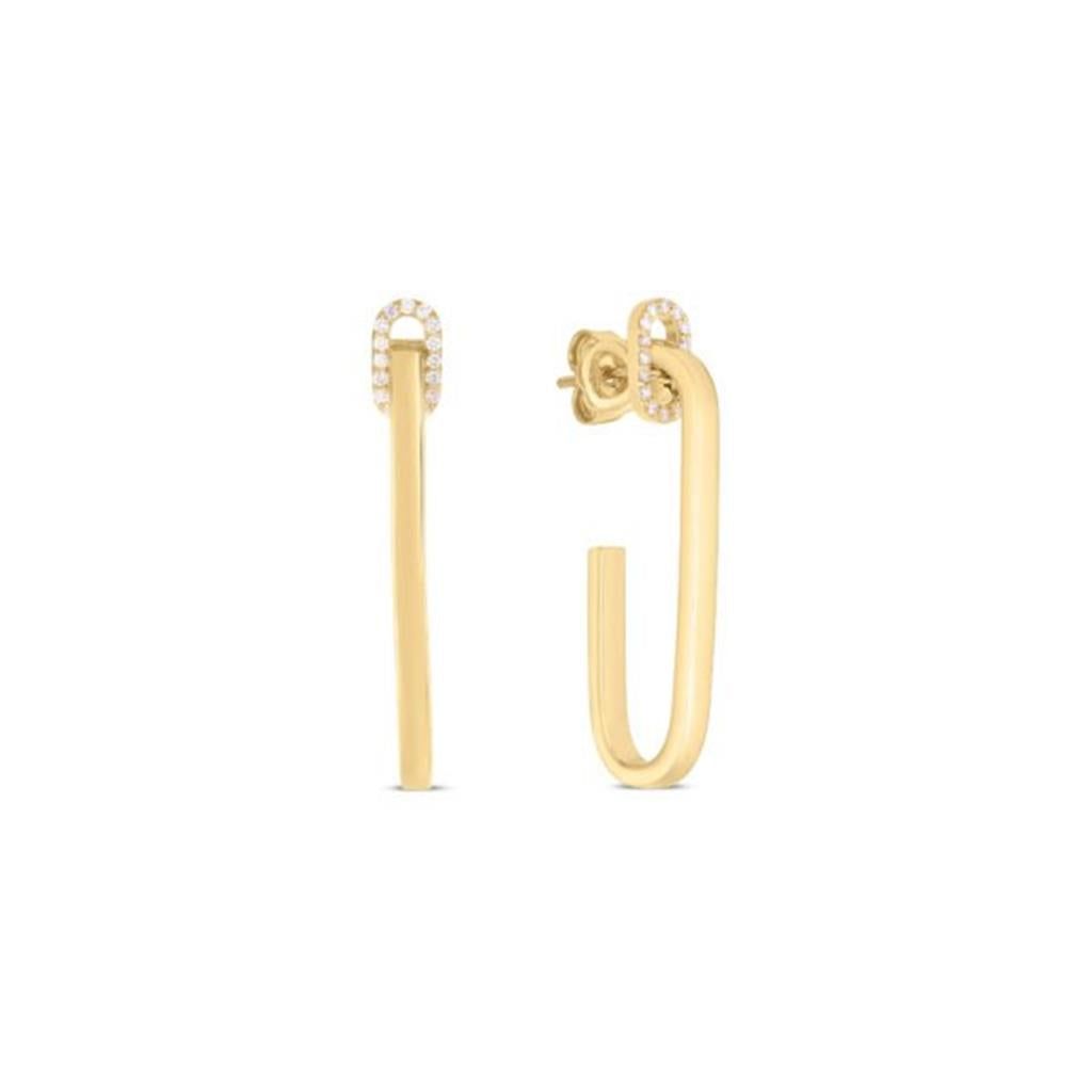 Roberto Coin 18K Yellow Gold Roberto Coin Diamond Single Link Drop Earrings Earrings