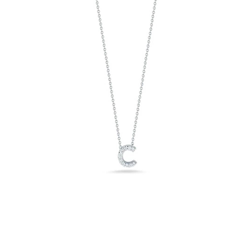 Roberto Coin 18K White Gold Roberto Coin Letter "C" with Diamonds Pendants