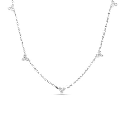 Roberto Coin 18K White Gold Roberto Coin Diamonds by The Inch 5 Station Flower Necklace Necklaces