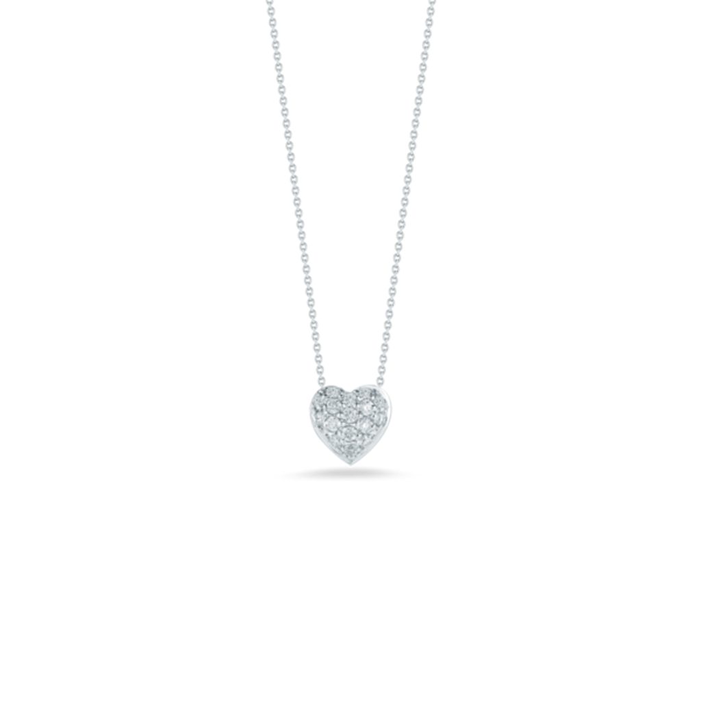 Roberto Coin 18K White Gold Roberto Coin Diamond Puffed Heart Necklace Necklaces