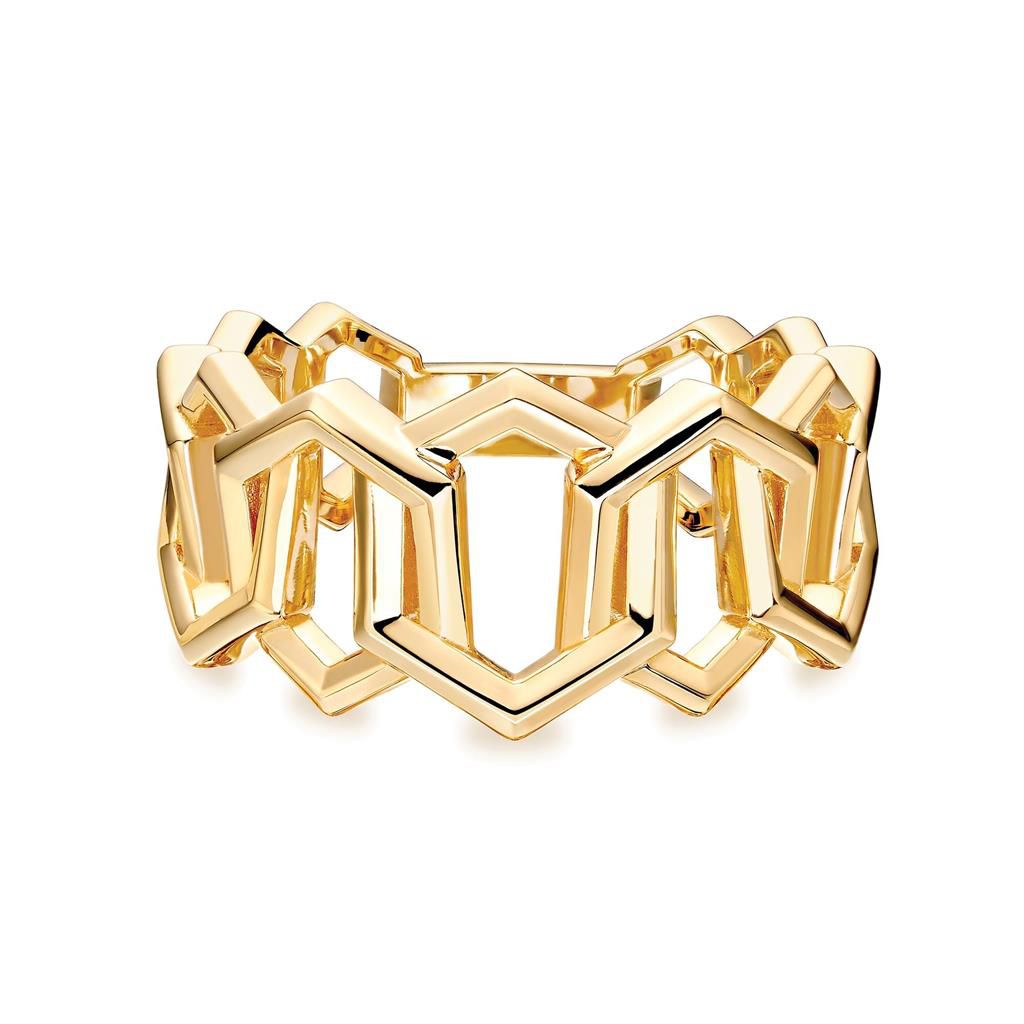 Birks 18K Yellow Gold Birks Hexagon Link Ring Rings - Women's