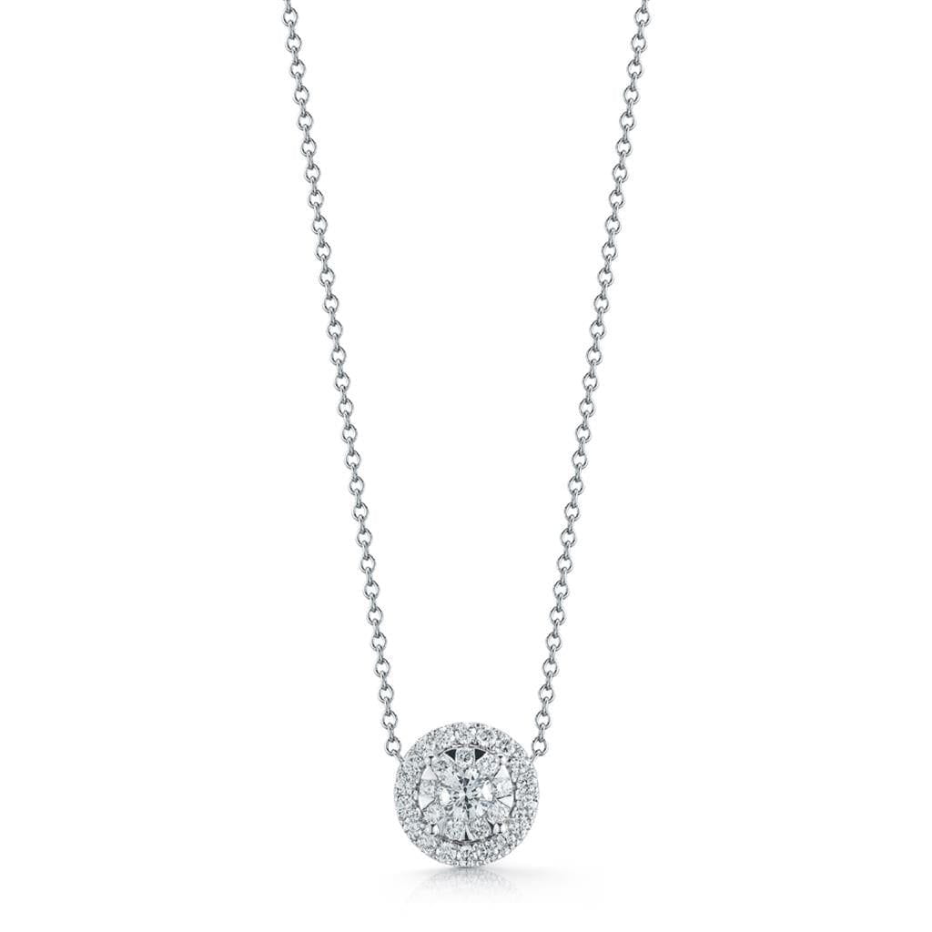 Kwiat 18K White Gold Kwiat Sunburst Diamond Pendant with Halo Pendants